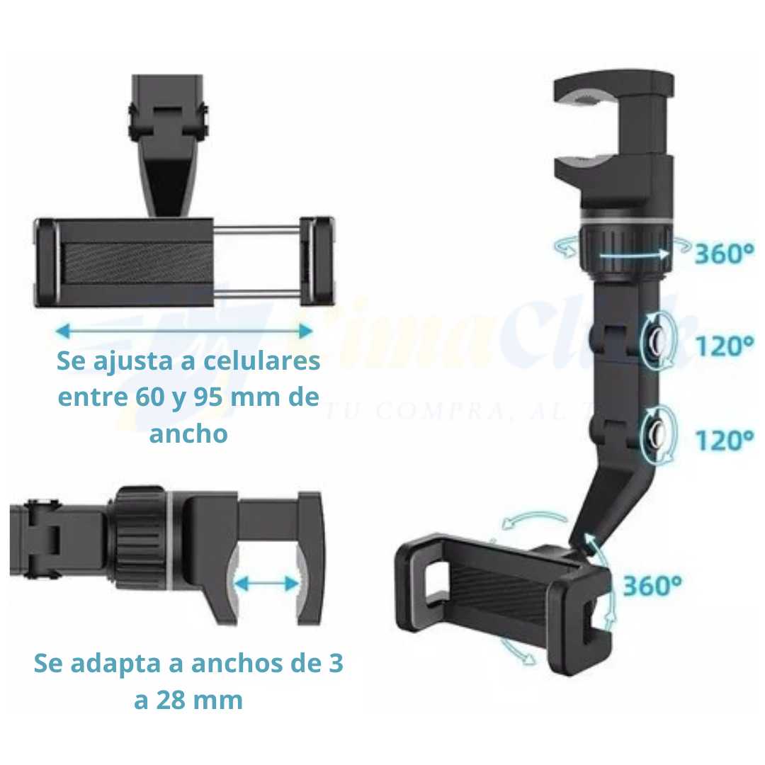 Soporte Celular 360º para Retrovisor – Seguridad, comodidad y libertad en cada trayecto