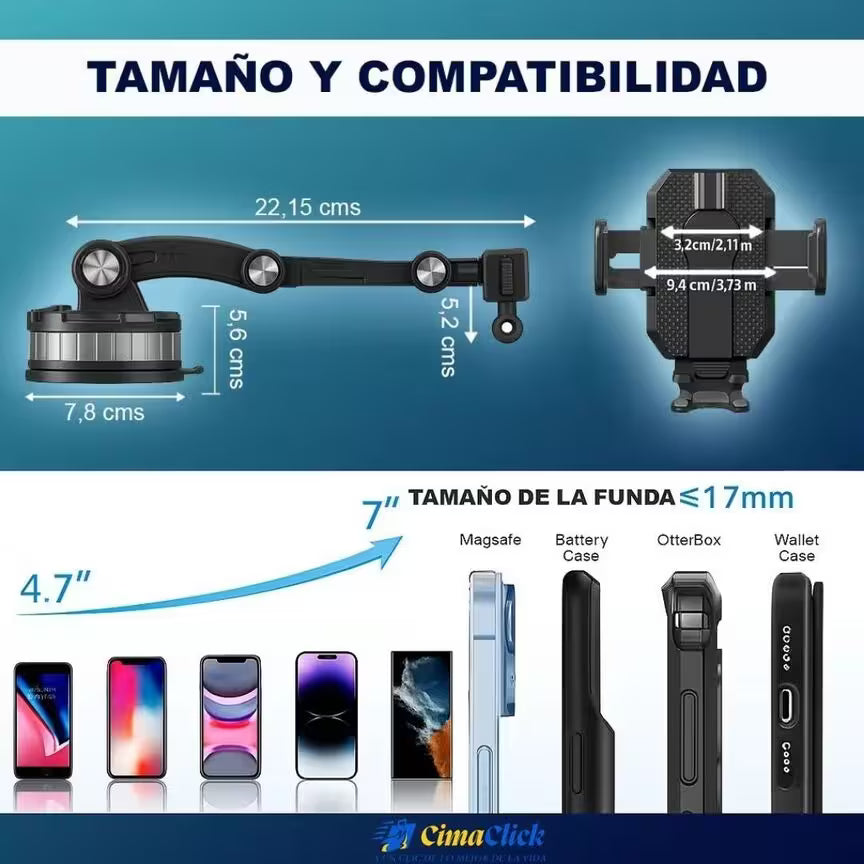 Soporte Celular 3-en-1 con Ventosa Súper Fuerte – No se Suelta