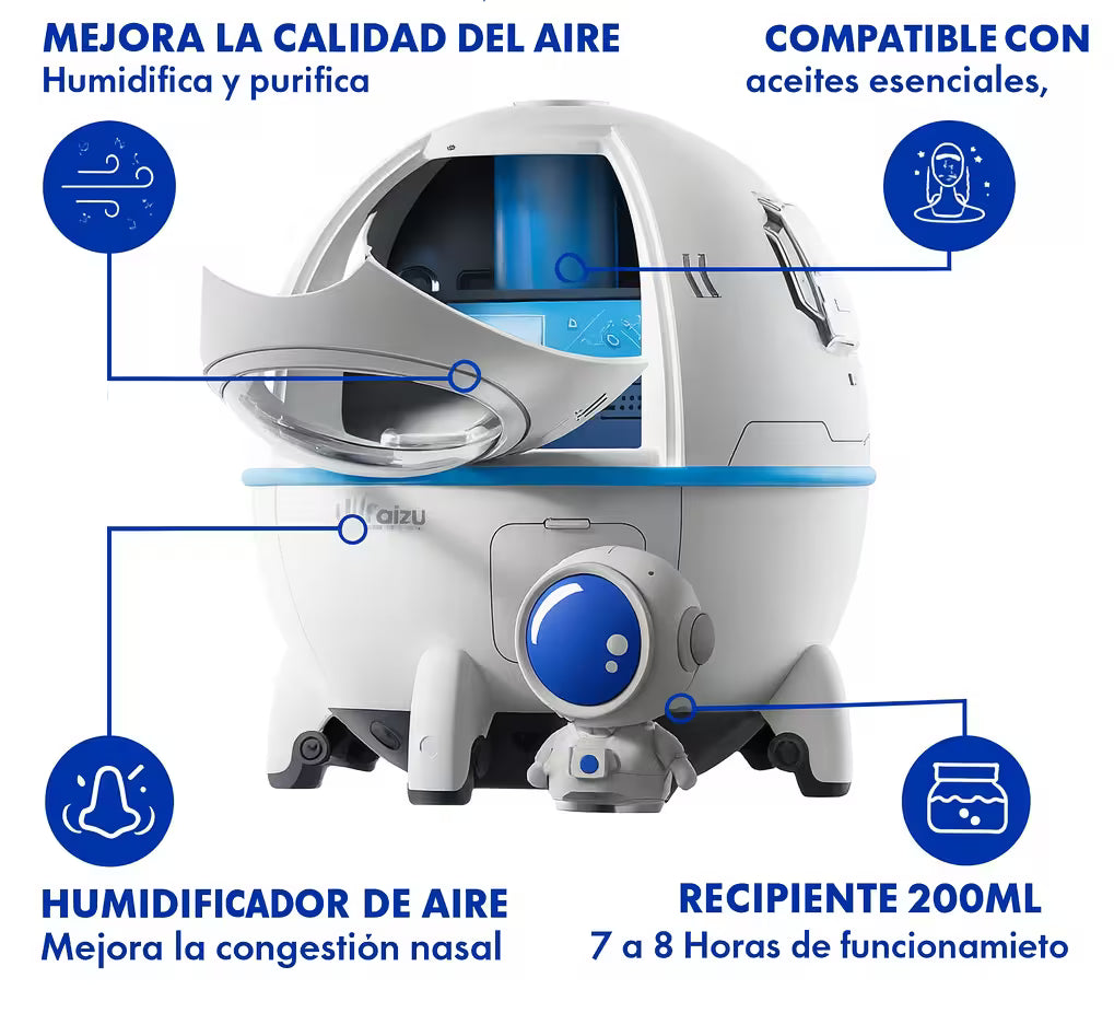 Humidificador Astronauta — Aire más Humedo, Sueño Profundo y Respiración Fácil