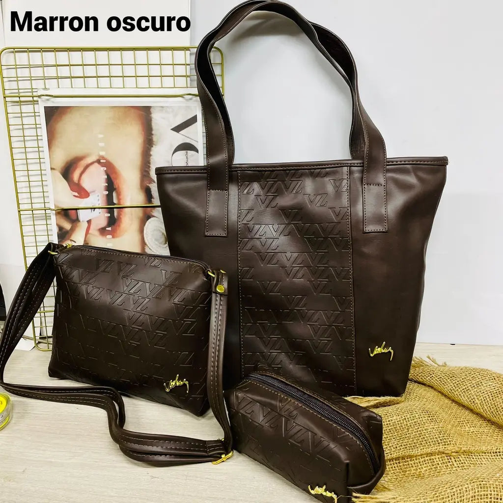Trio de Carteras en Cuero Dama