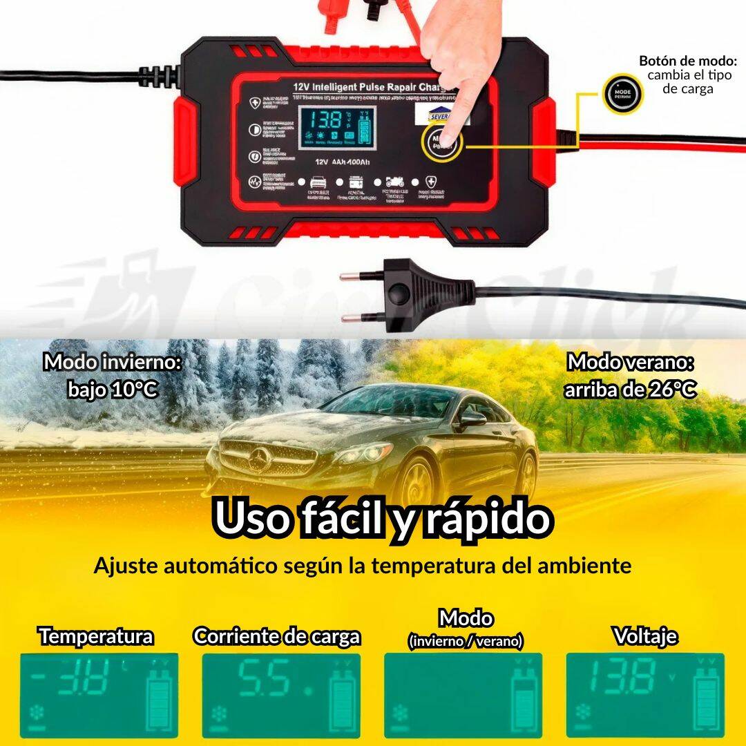 Cargador Inteligente 12V con Reparación por Pulso