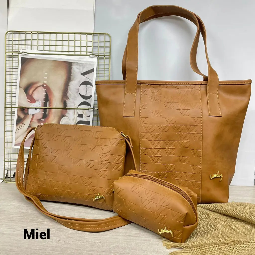 Trio de Carteras en Cuero Dama