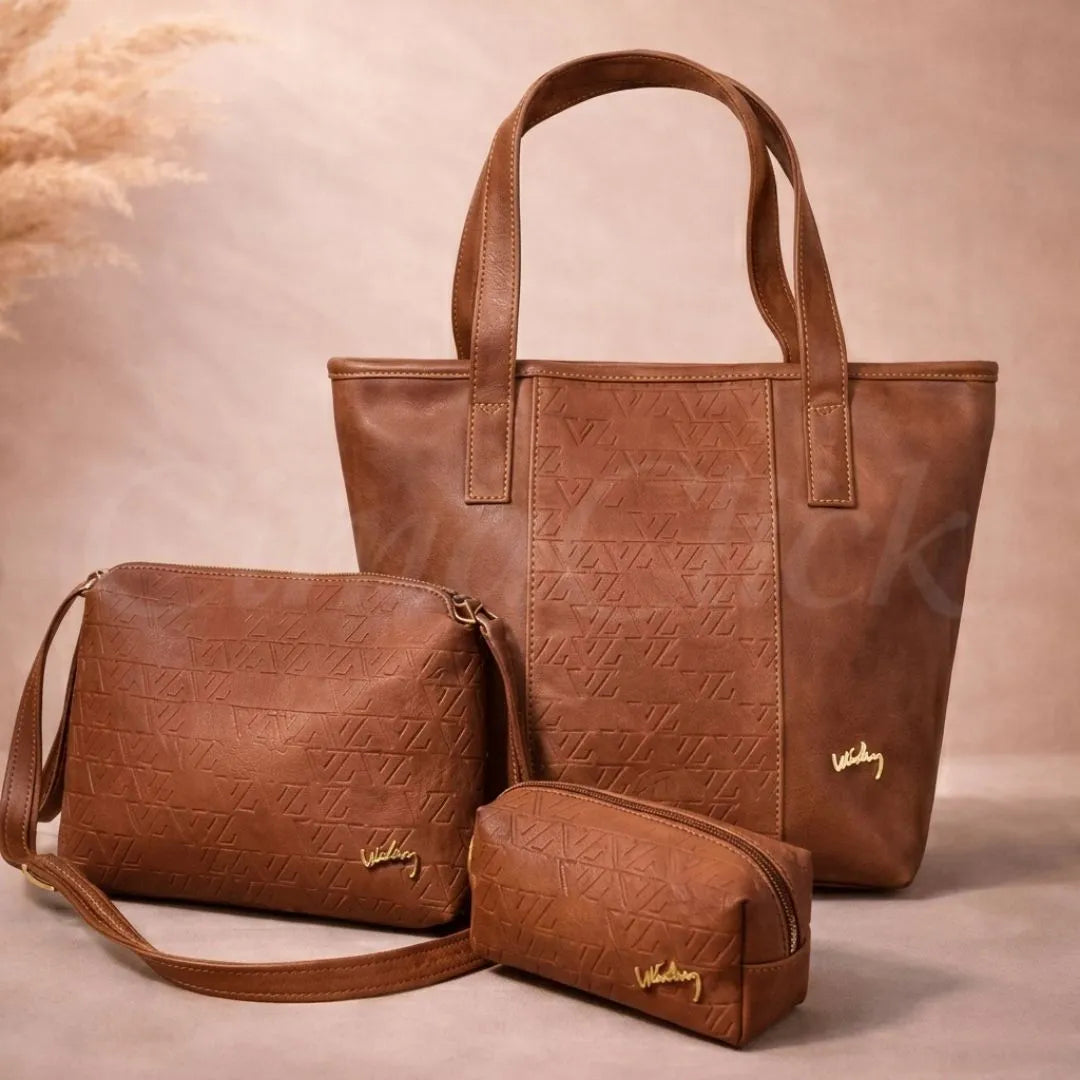 Trio de Carteras en Cuero Dama