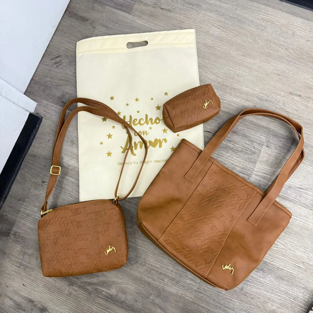 Trio de Carteras en Cuero Dama